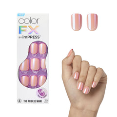 imPRESS Color FX Satellite nails in light pink for a salon-gloss finish at home