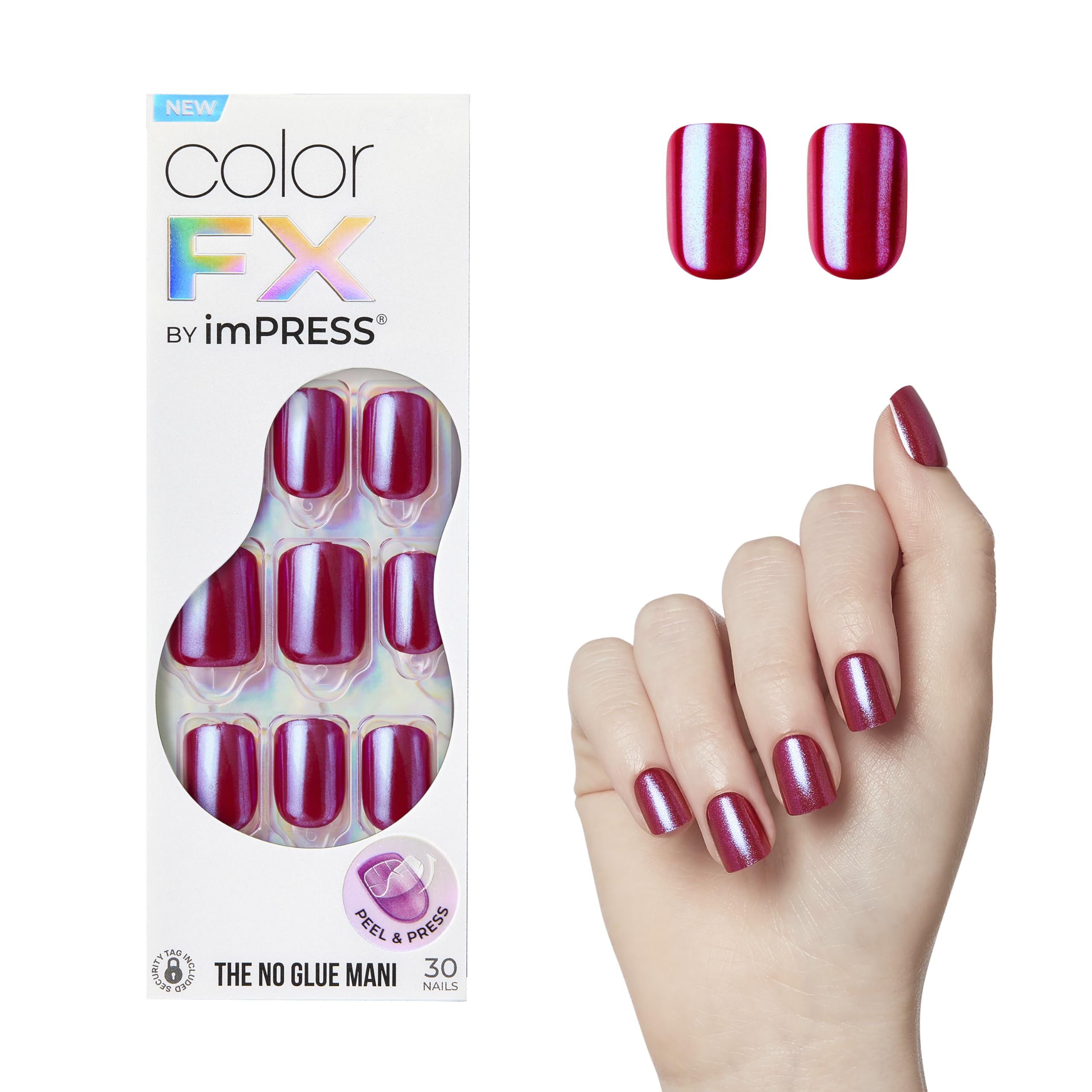 imPRESS Color FX This City nails show dark red chrome shine for fast glam