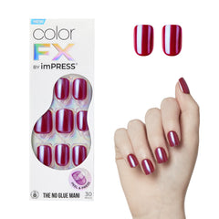 imPRESS Color FX This City nails show dark red chrome shine for fast glam