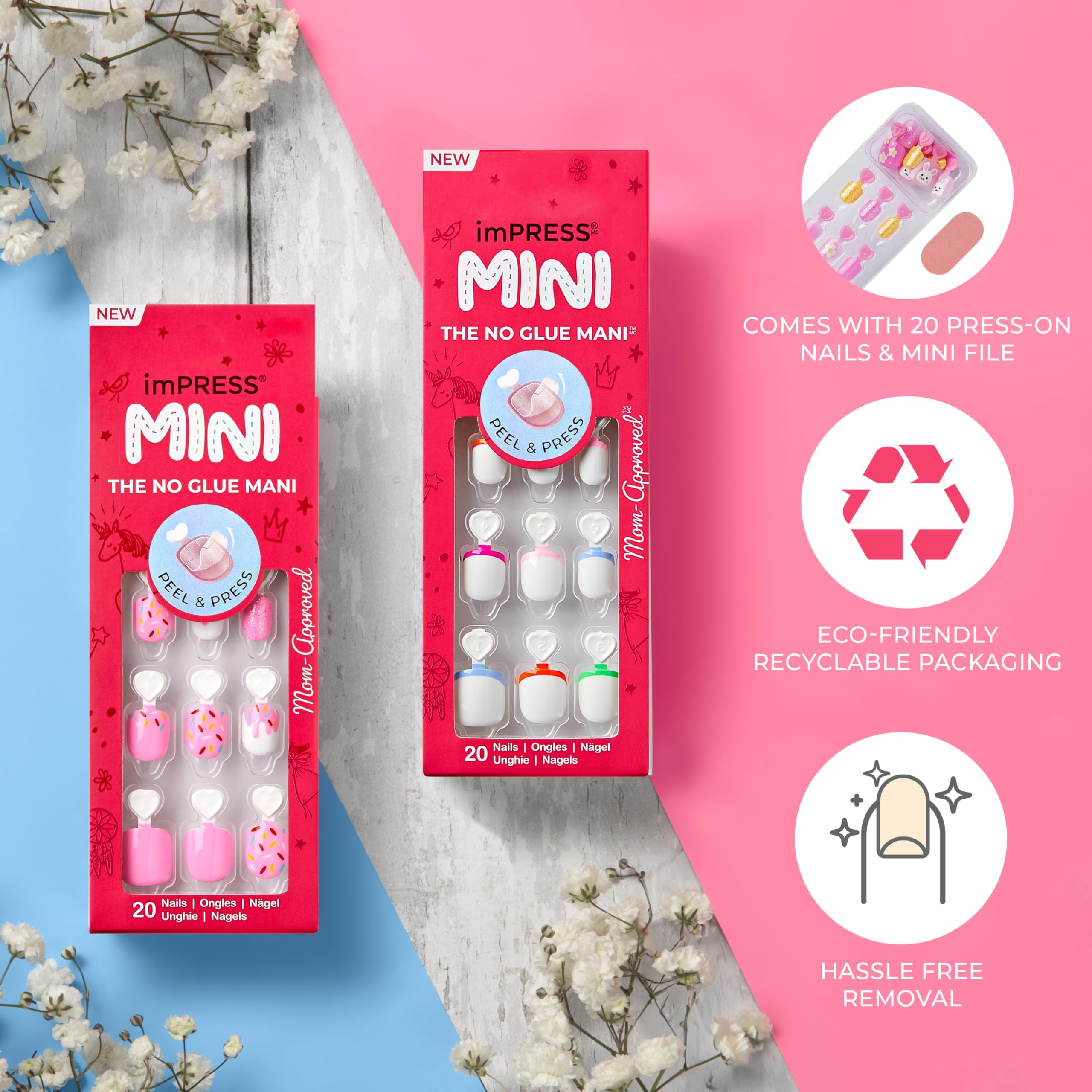 imPRESS KISS squoval-shaped kid nails designed for comfortable wear