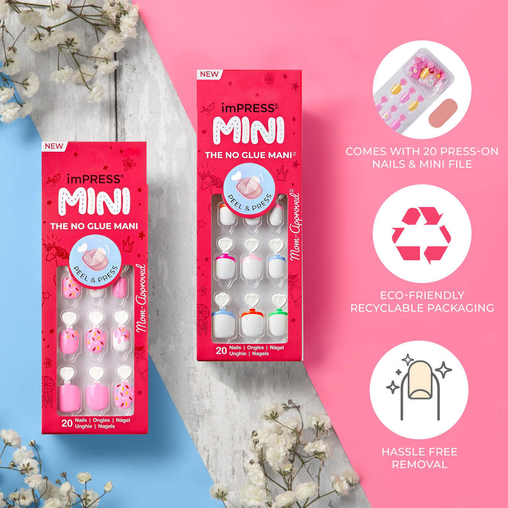 imPRESS KISS squoval-shaped kid nails designed for comfortable wear