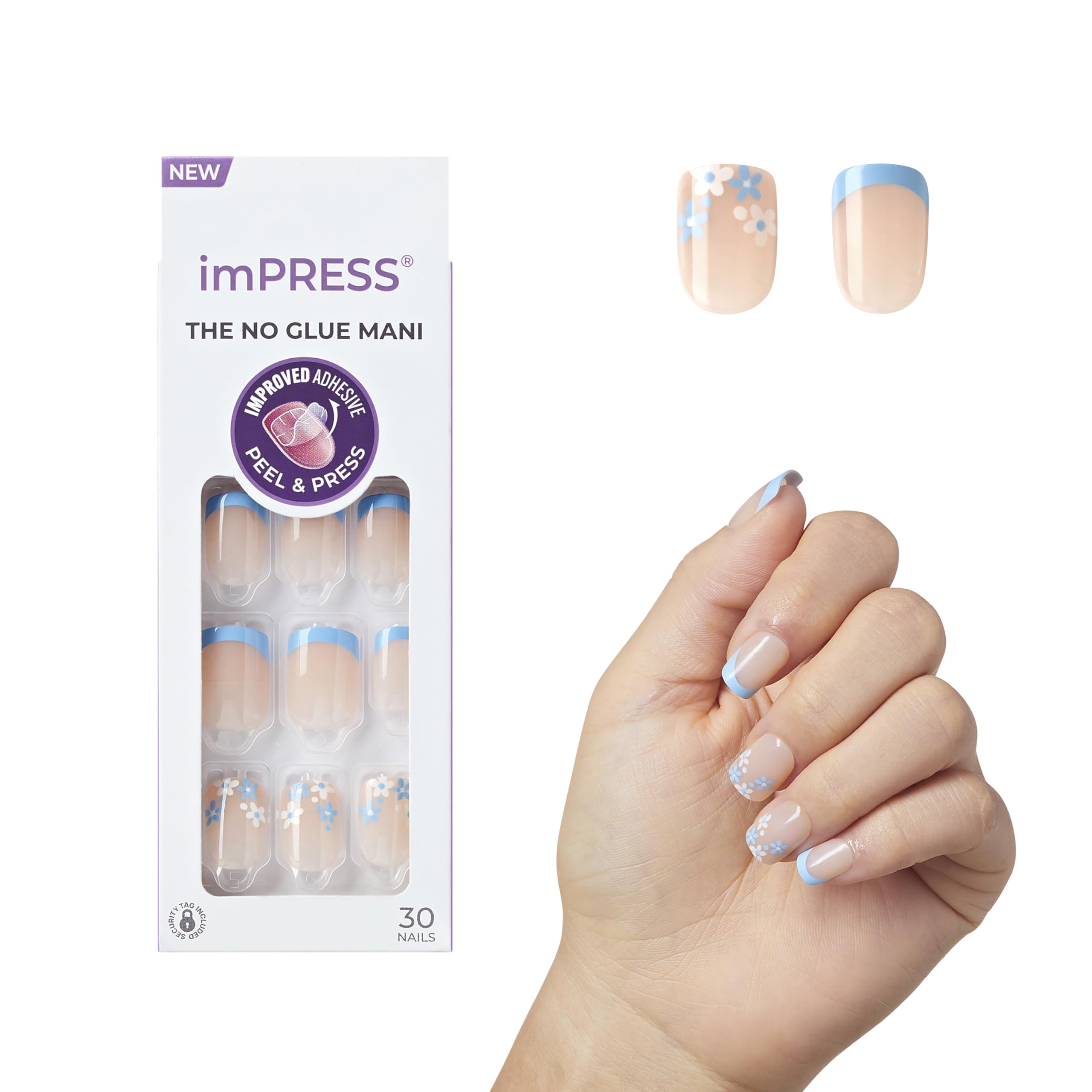 imPRESS Snooze blue French nails for an easy, no-glue home manicure.