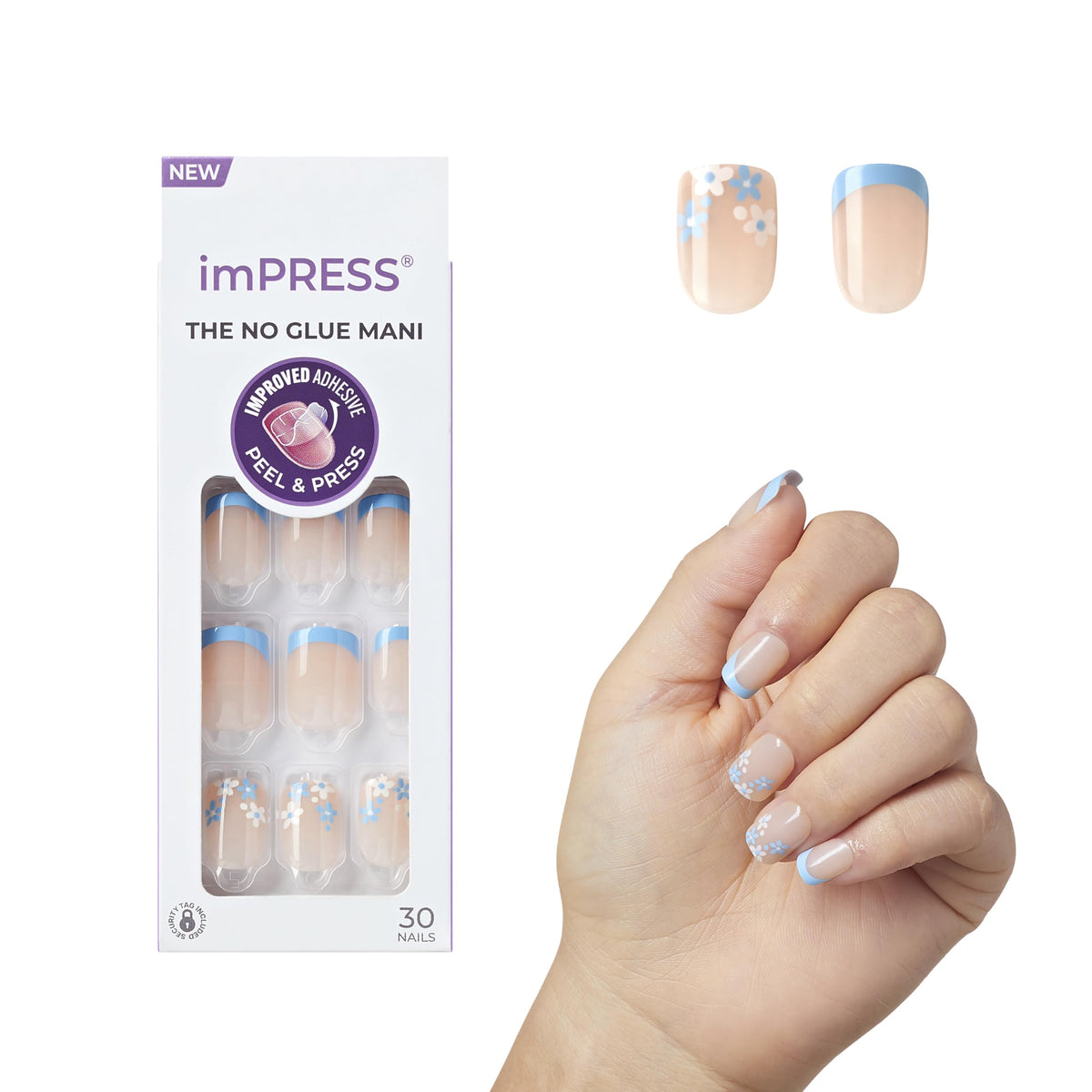 imPRESS Snooze blue French nails for an easy, no-glue home manicure.