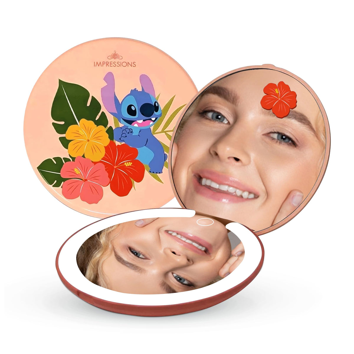 Impressions Vanity Disney Stitch compact mirror with light and protective cover for travel
