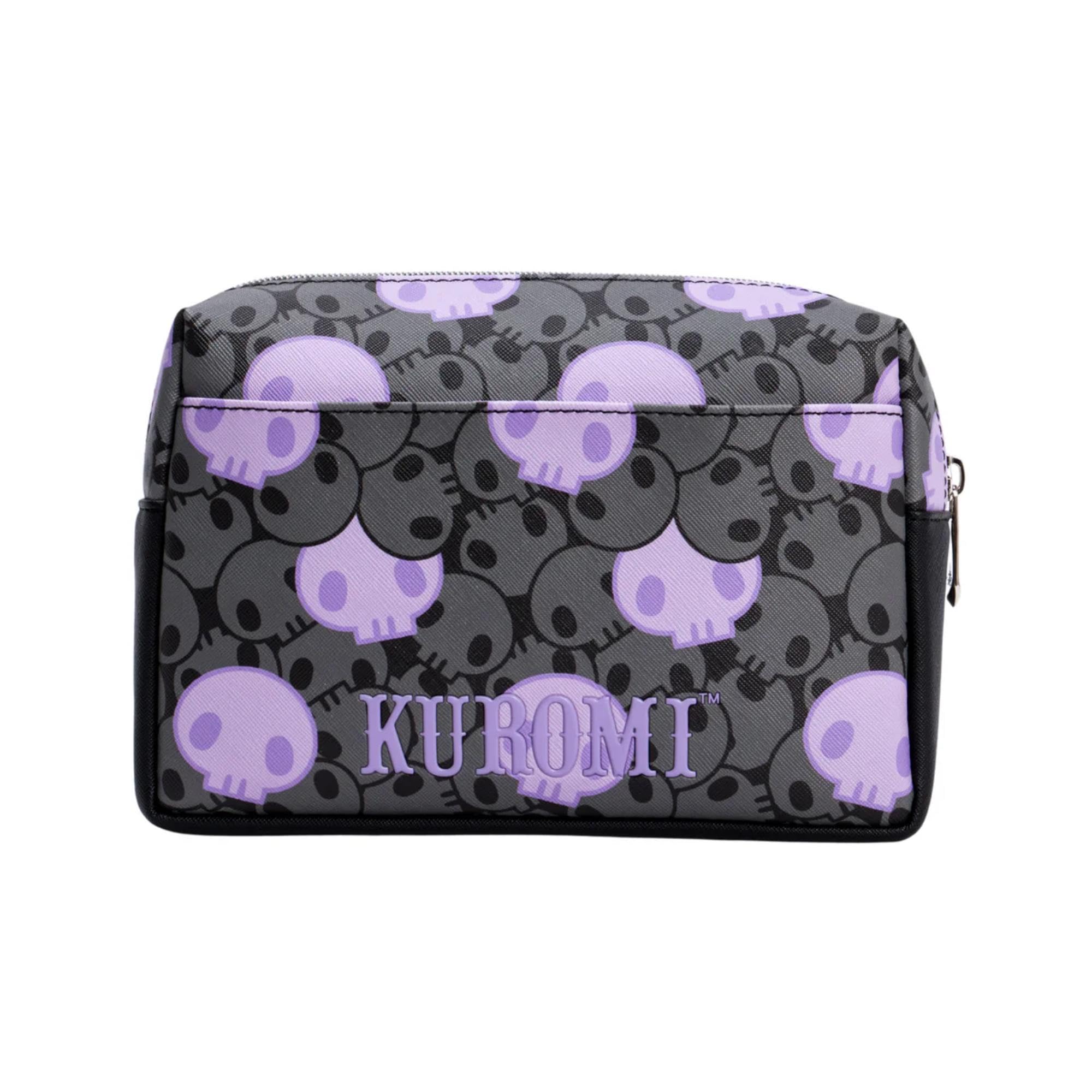 Kuromi cosmetic pouch back slip-pocket for quick access to essentials.