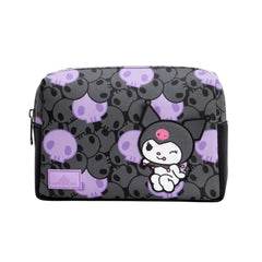 Impressions Vanity Kuromi cosmetic pouch front design with Kuromi logo for stylish makeup storage.
