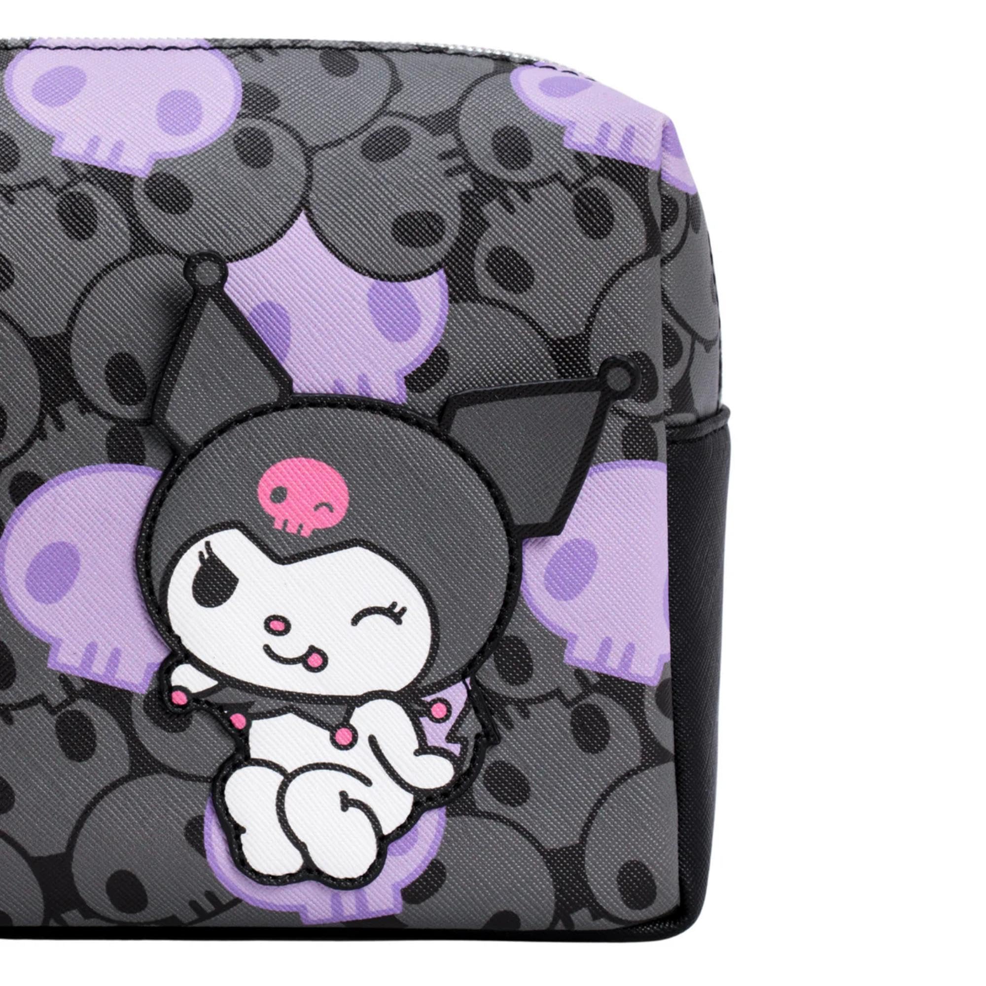 Kuromi pouch interior zipper pocket secures small items during travel.