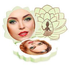 Impressions Vanity Tiana Lotus mirror closed for travel, compact and stylish.