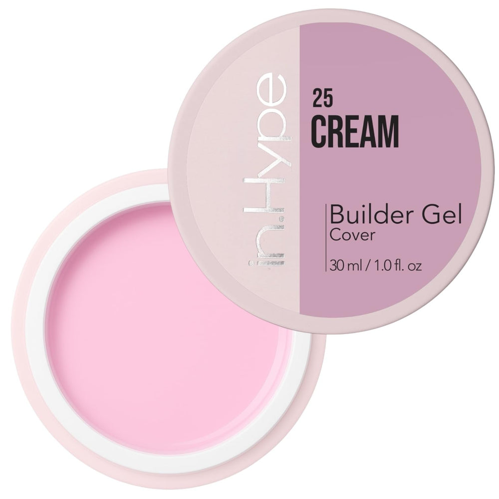 IN.HYPE UV/LED camouflage gel Cream #25 for smooth overlays and natural-looking extensions.