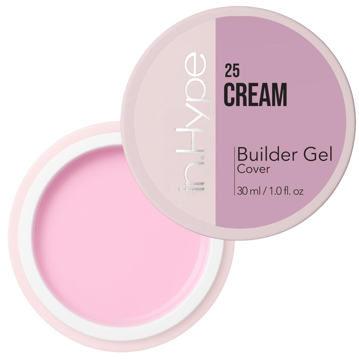IN.HYPE UV/LED camouflage gel Cream #25 for smooth overlays and natural-looking extensions.