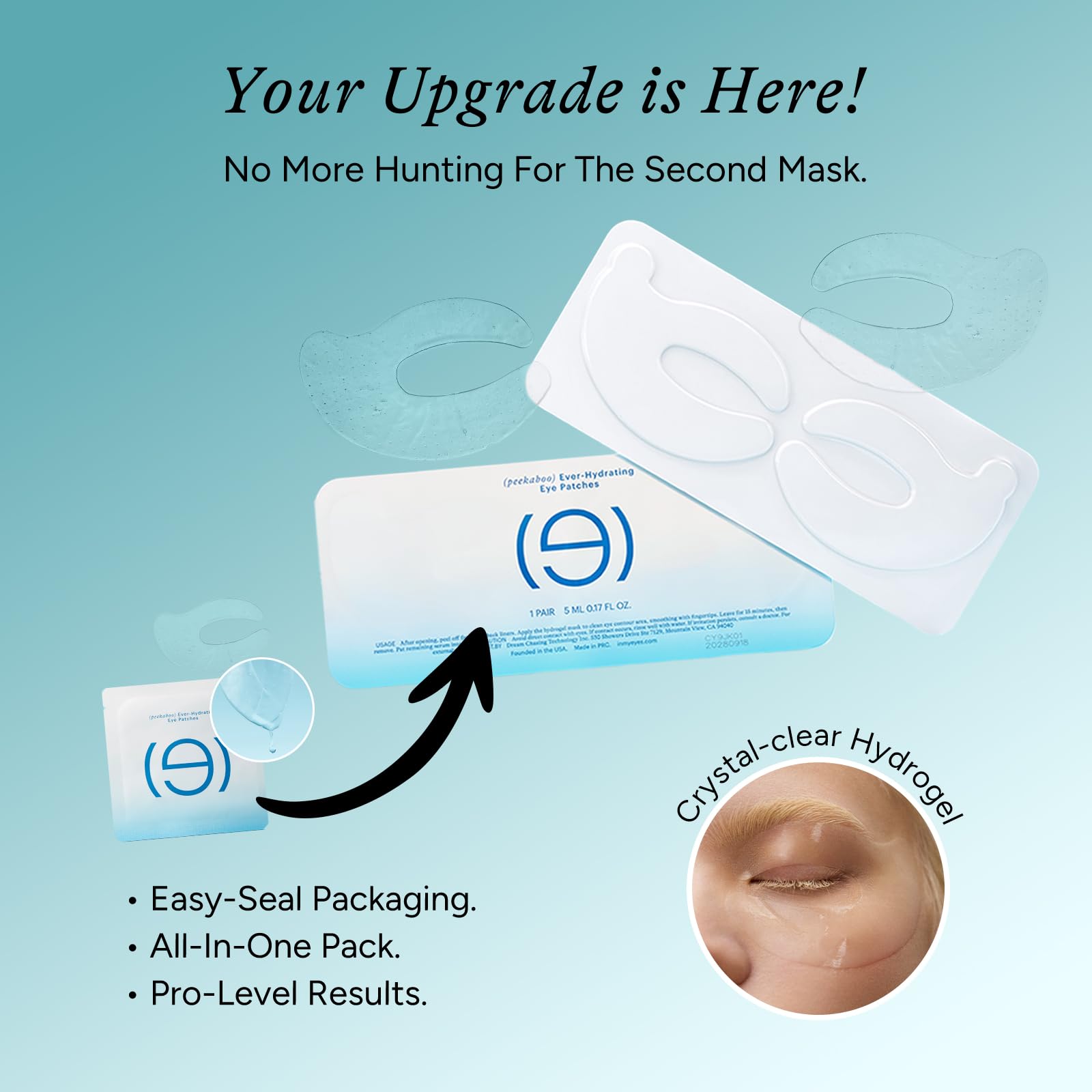 In My Eyes ultra-thin hydrogel eye patches grip securely without slipping.