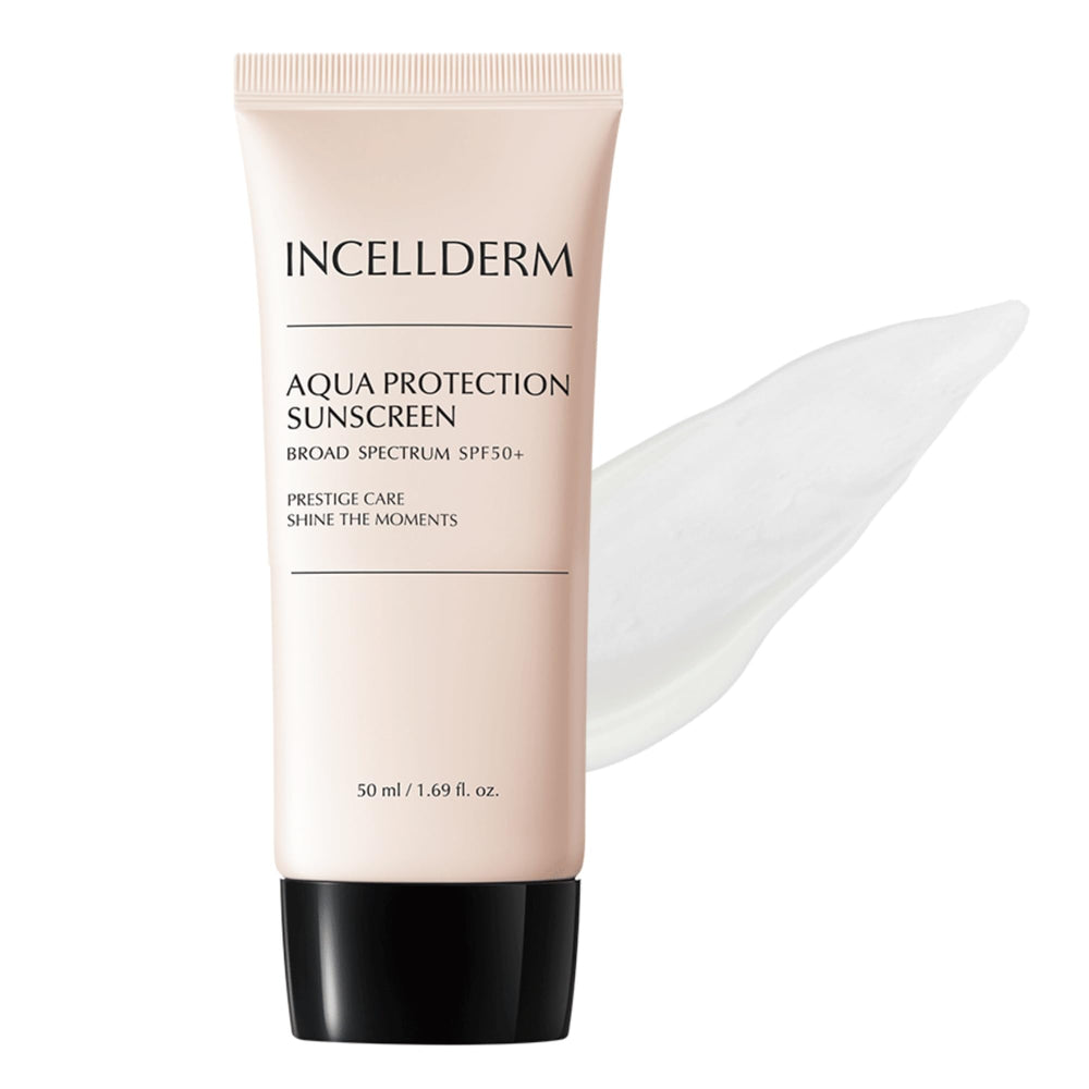 INCELLDERM Aqua Protection Sunscreen bottle front view with SPF 50+ protection