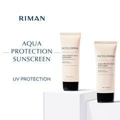 Close-up of INCELLDERM Aqua Protection Sunscreen SPF 50+ label