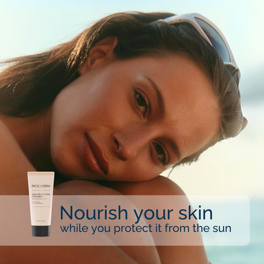 Texture swirl of INCELLDERM Aqua Protection Sunscreen shows lightweight finish