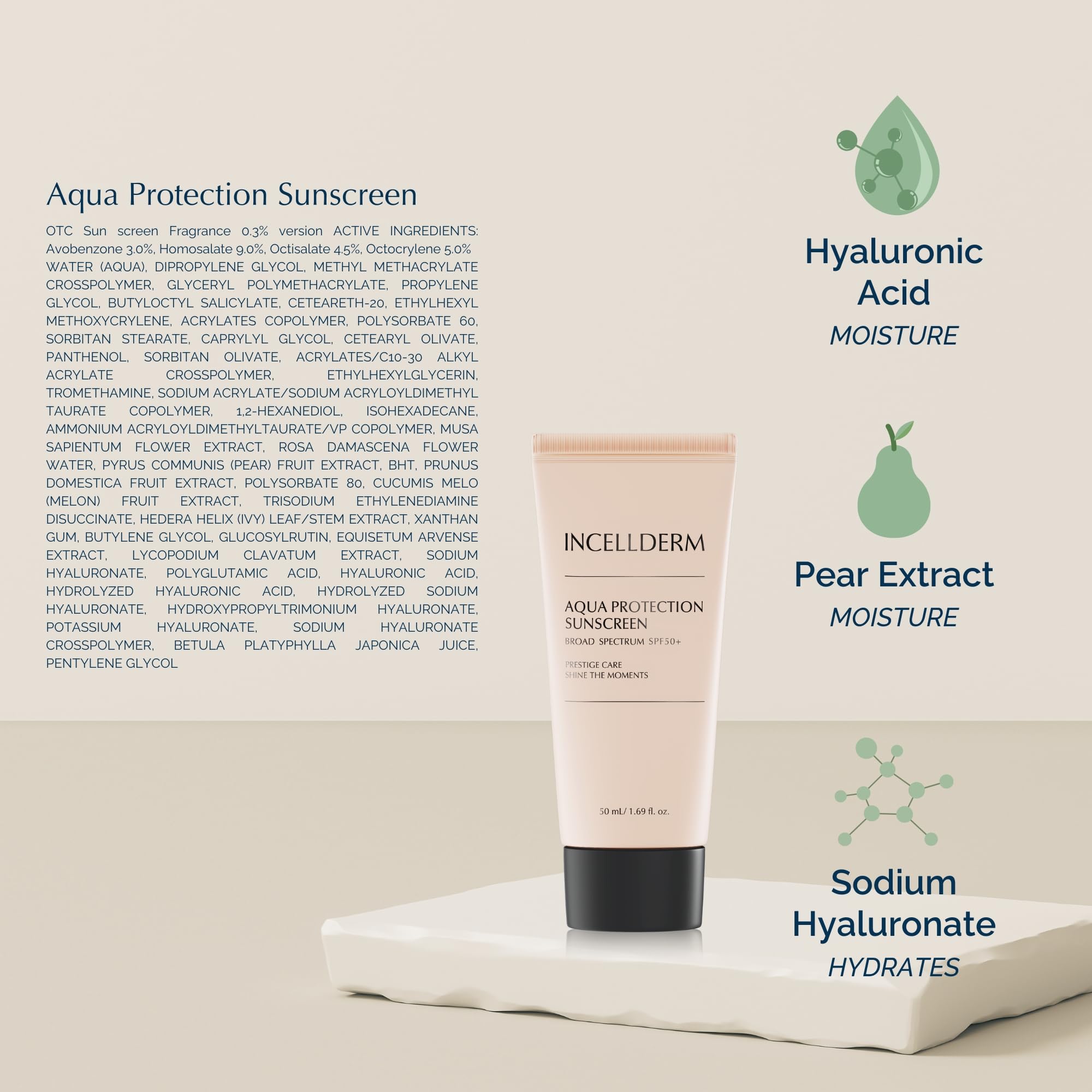 INCELLDERM Aqua Protection Sunscreen vegan and cruelty-free badge on label