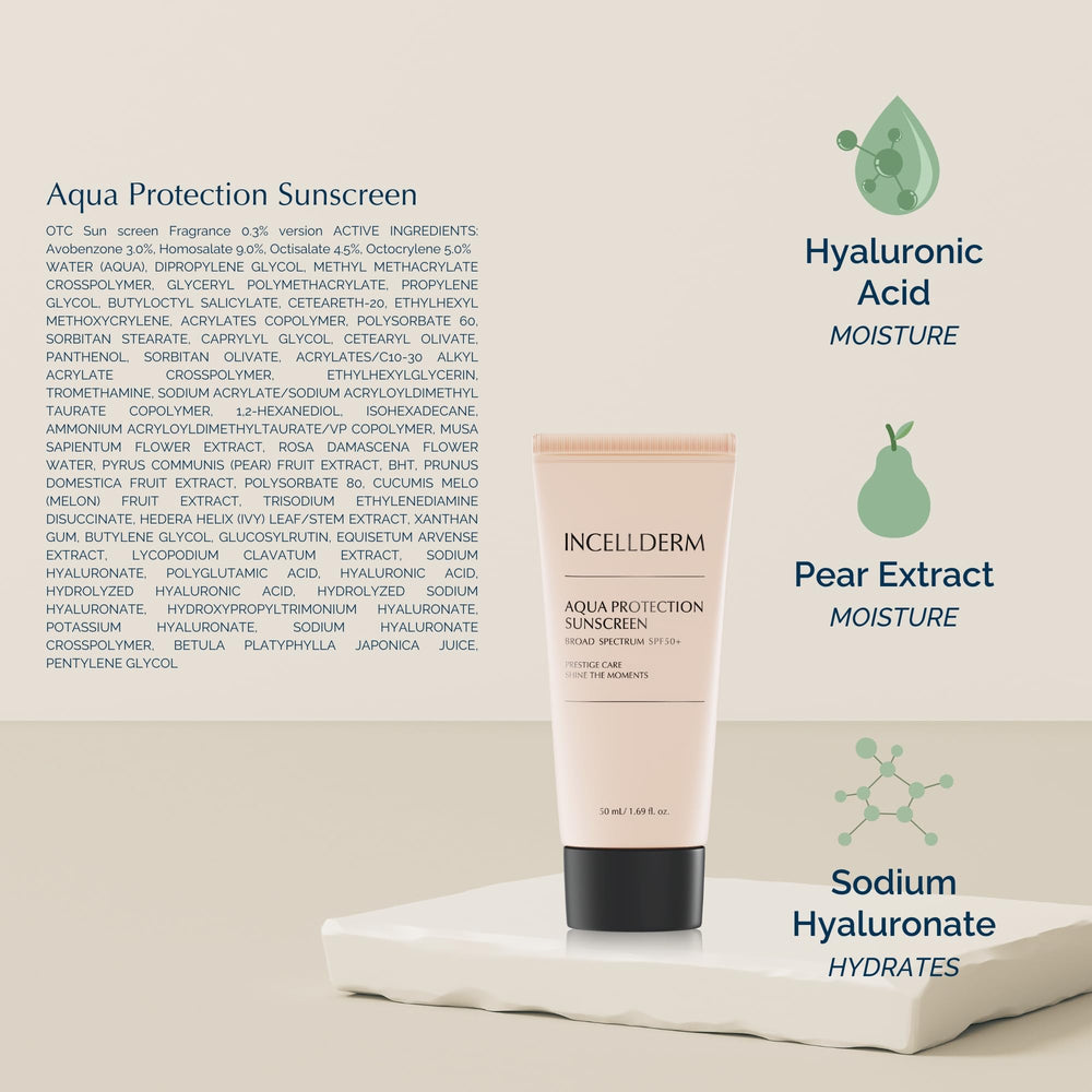 INCELLDERM Aqua Protection Sunscreen vegan and cruelty-free badge on label