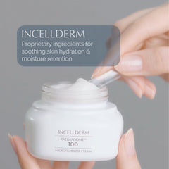 INCELLDERM Radiansome Ampoule delivers lightweight moisture and refined comfort.