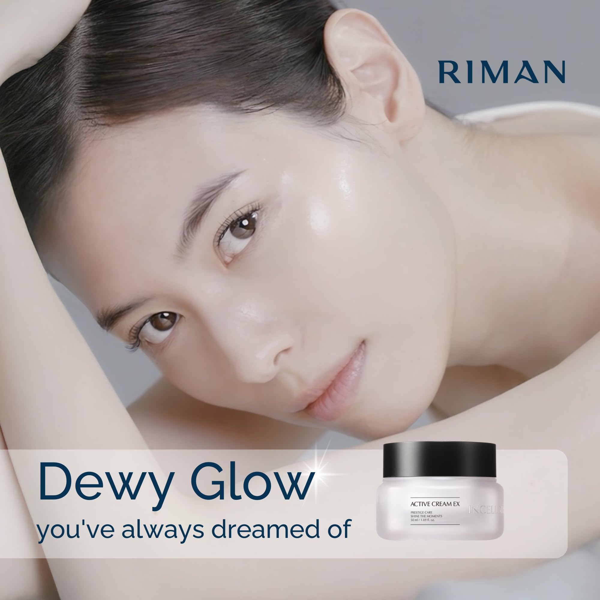 INCELLDERM Riman Active Cream EX with BYoungPool leaf for hydrated skin.