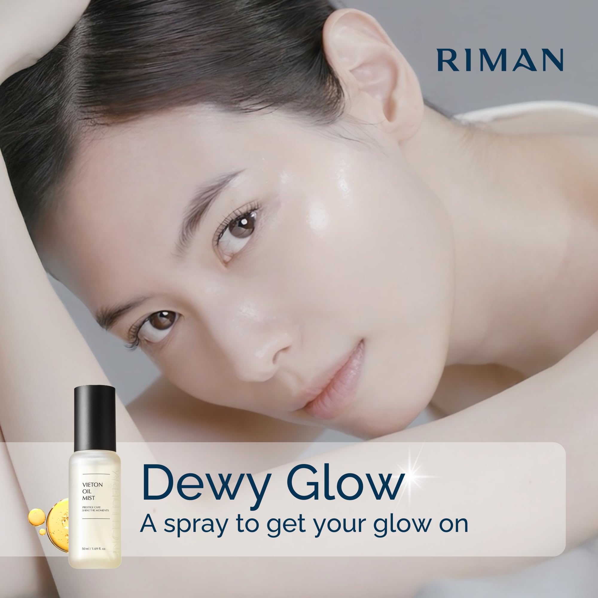 Camellia seed oil and seaberry water ingredients highlighted in Vieton mist