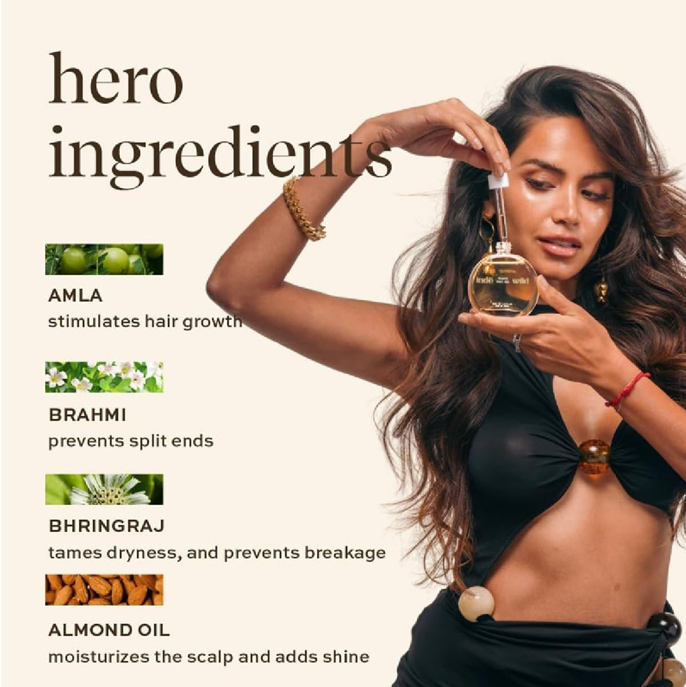 Inde Wild Champi oil on scalp delivering moisture and shine