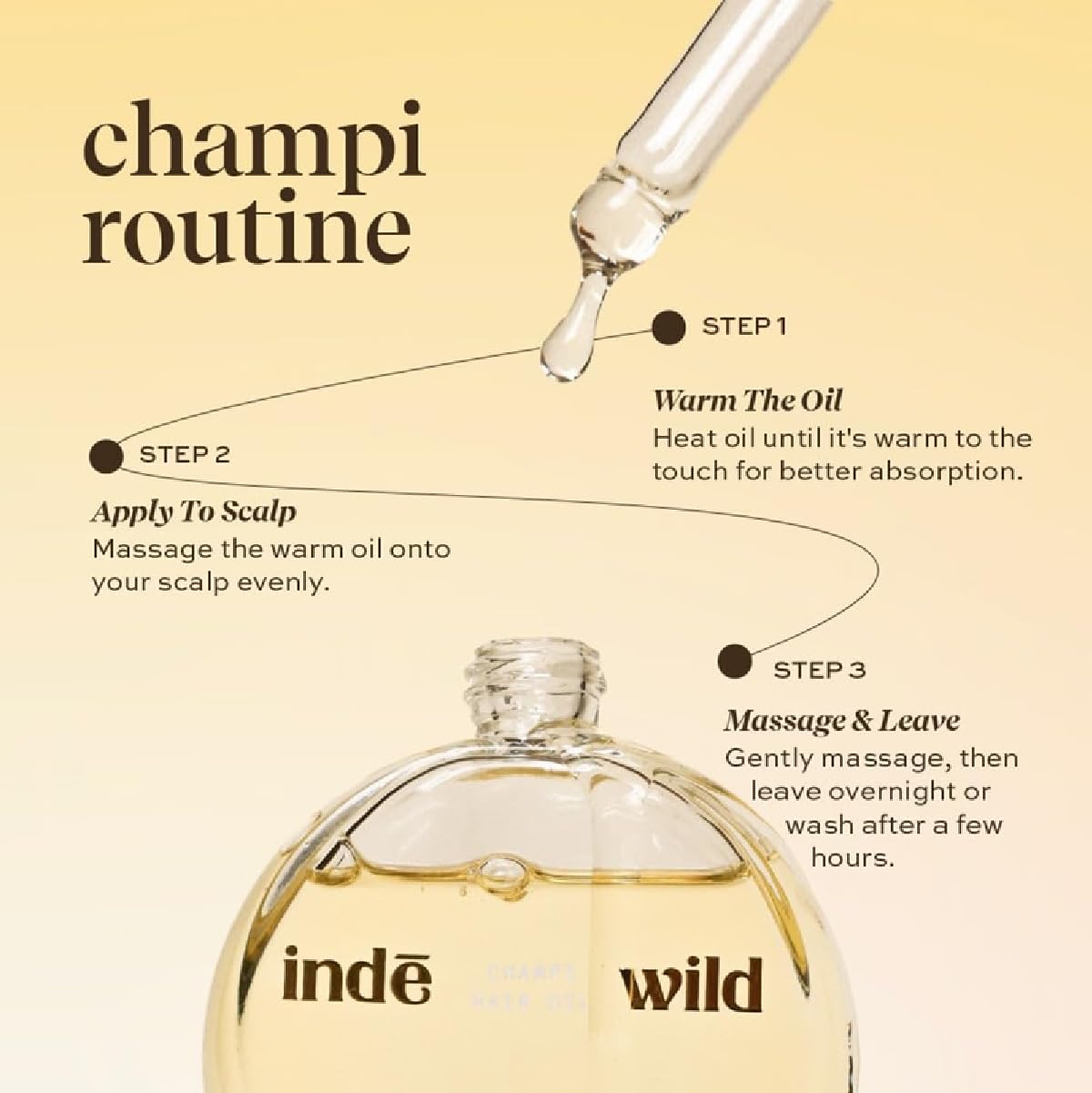 Inde Wild Champi oil being massaged onto scalp from roots to ends
