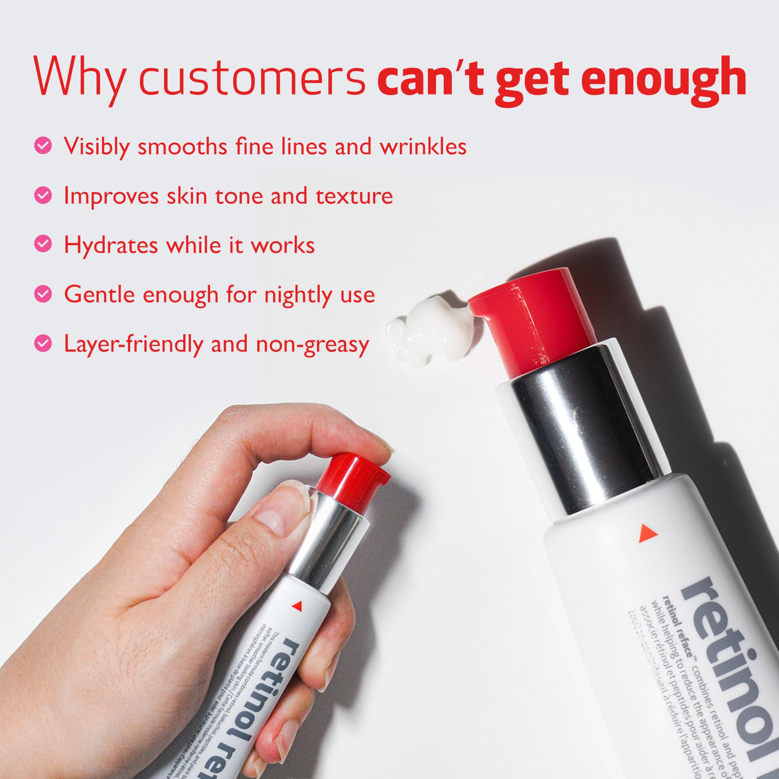INDEED Labs Retinol Reface in hand highlights creamy texture and hydrating feel.