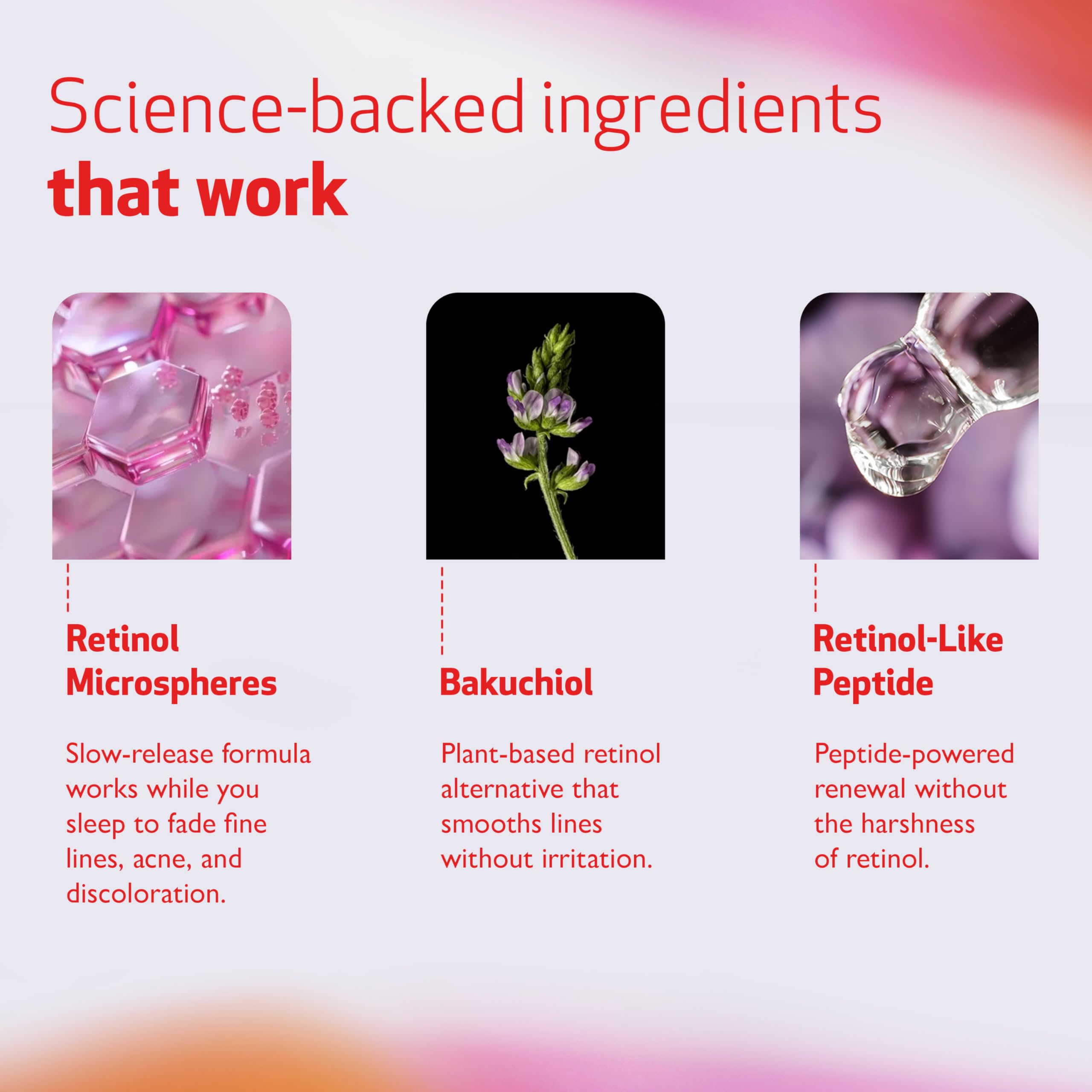 INDEED Labs Retinol Reface ingredients reveal bakuchiol and peptides for skin support.