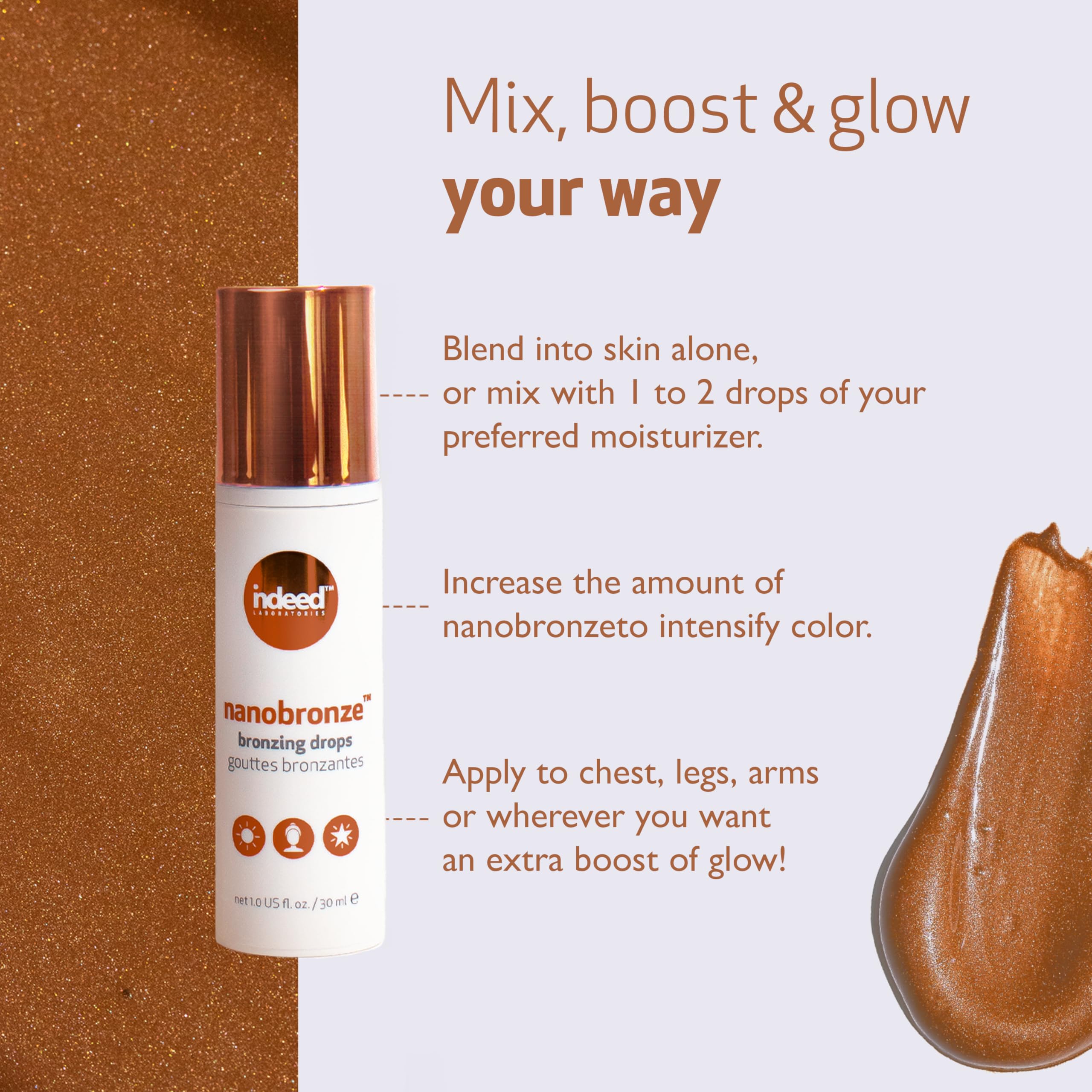 Indeed Nanobronze body application shows even tanning on skin.