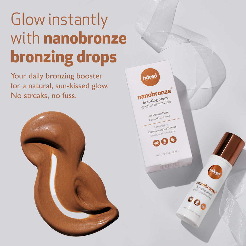 Indeed Nanobronze serum swirl reveals color payoff and hydration.