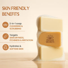 INDIAN SECRETS dual-texture side offers gentle scrub and smooth cleansing for daily use.