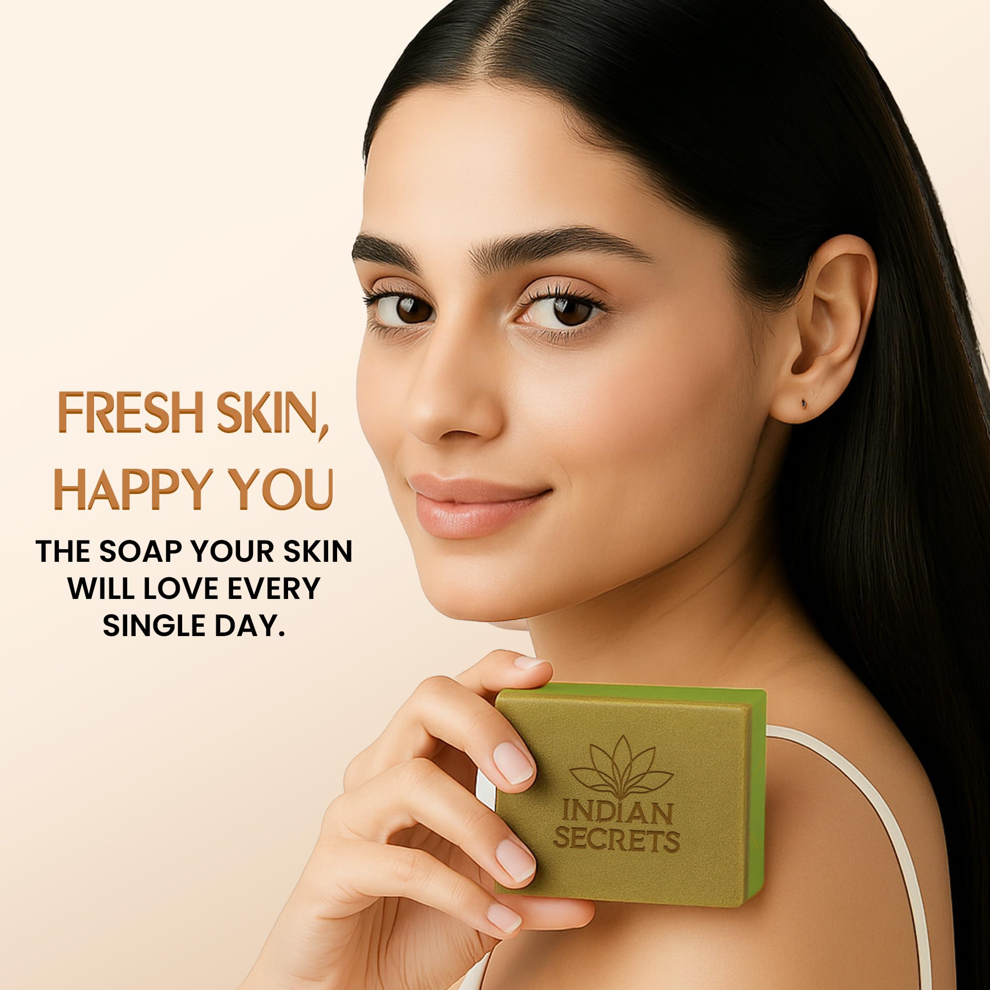 INDIAN SECRETS Scrub Soap foamy lather shown during use.
