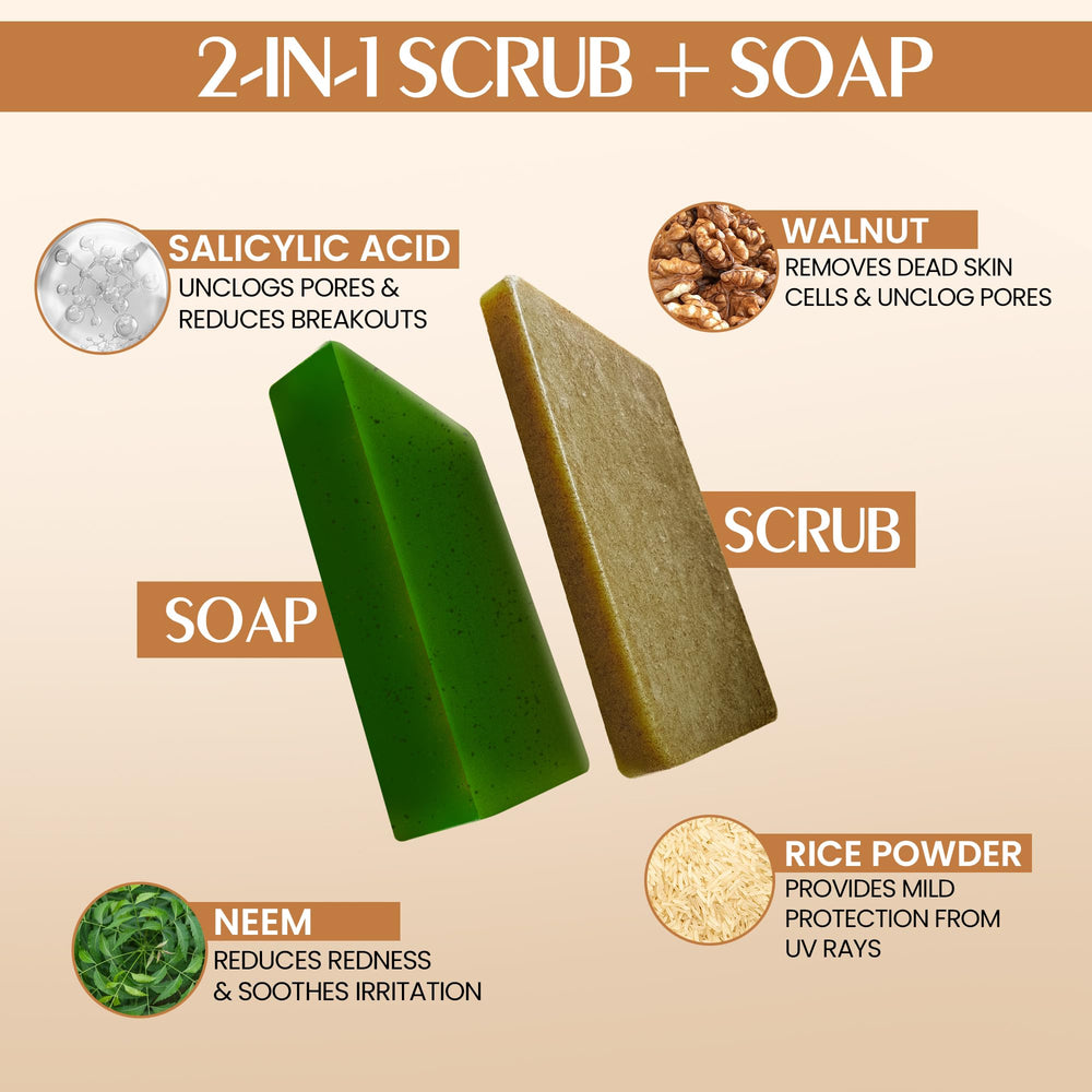 INDIAN SECRETS Scrub Soap Niacinamide and Tea Tree for a refreshed feel.