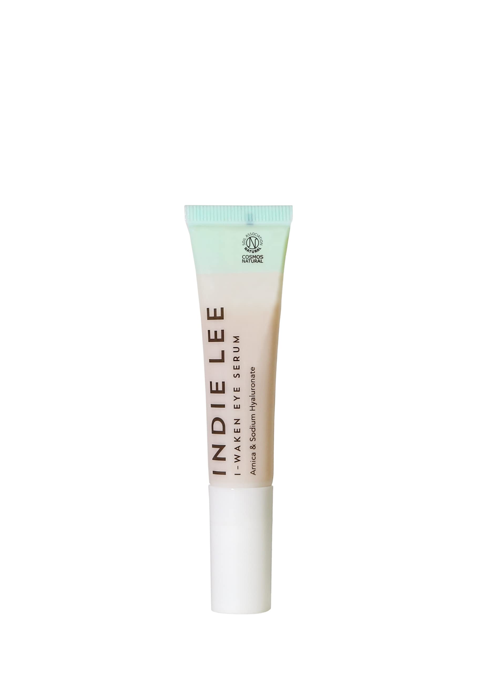 Indie Lee I-Waken under eye serum bottle highlighting brightening and hydration