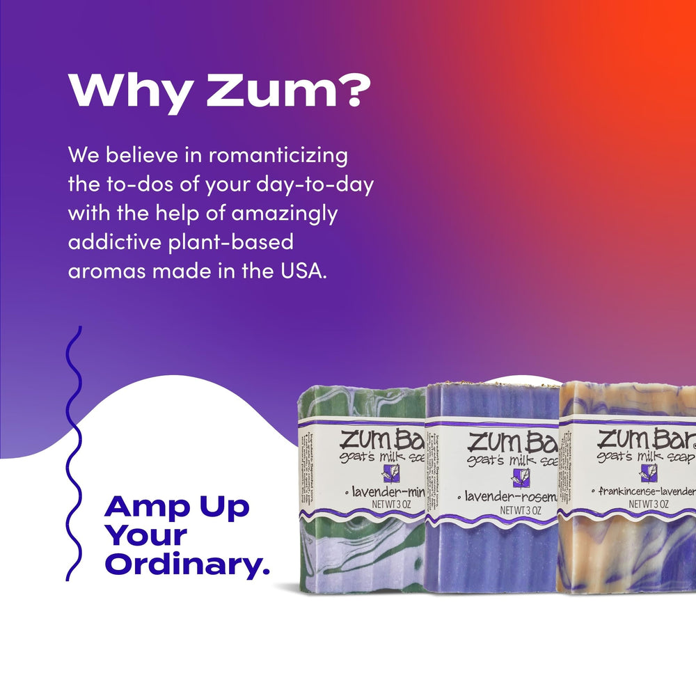 Indigo Wild Zum Goat Milk Soap Bar Lavender — lavender scent notes highlighted.