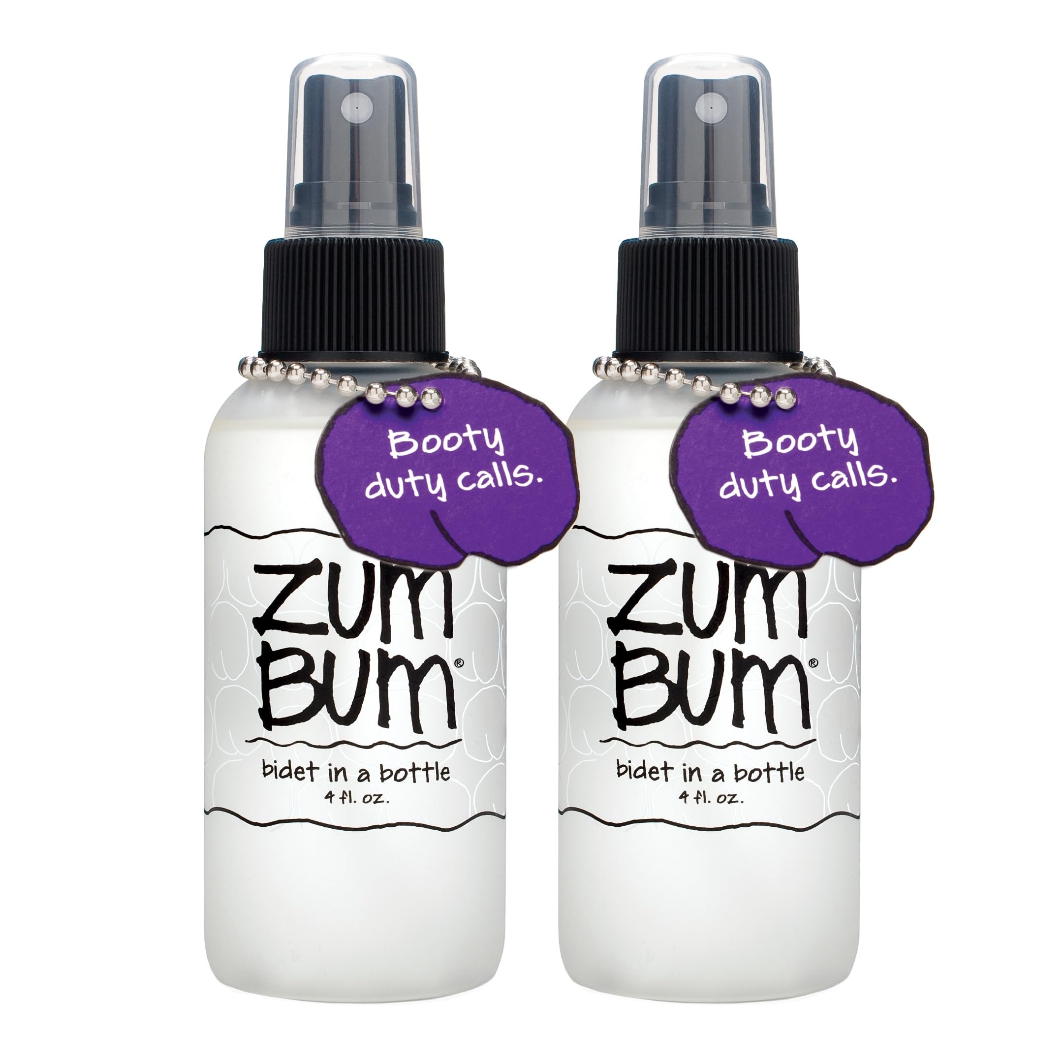 Indigo Wild Zum Bum Bidet bottle front shows portable refreshing spray for on-the-go care.