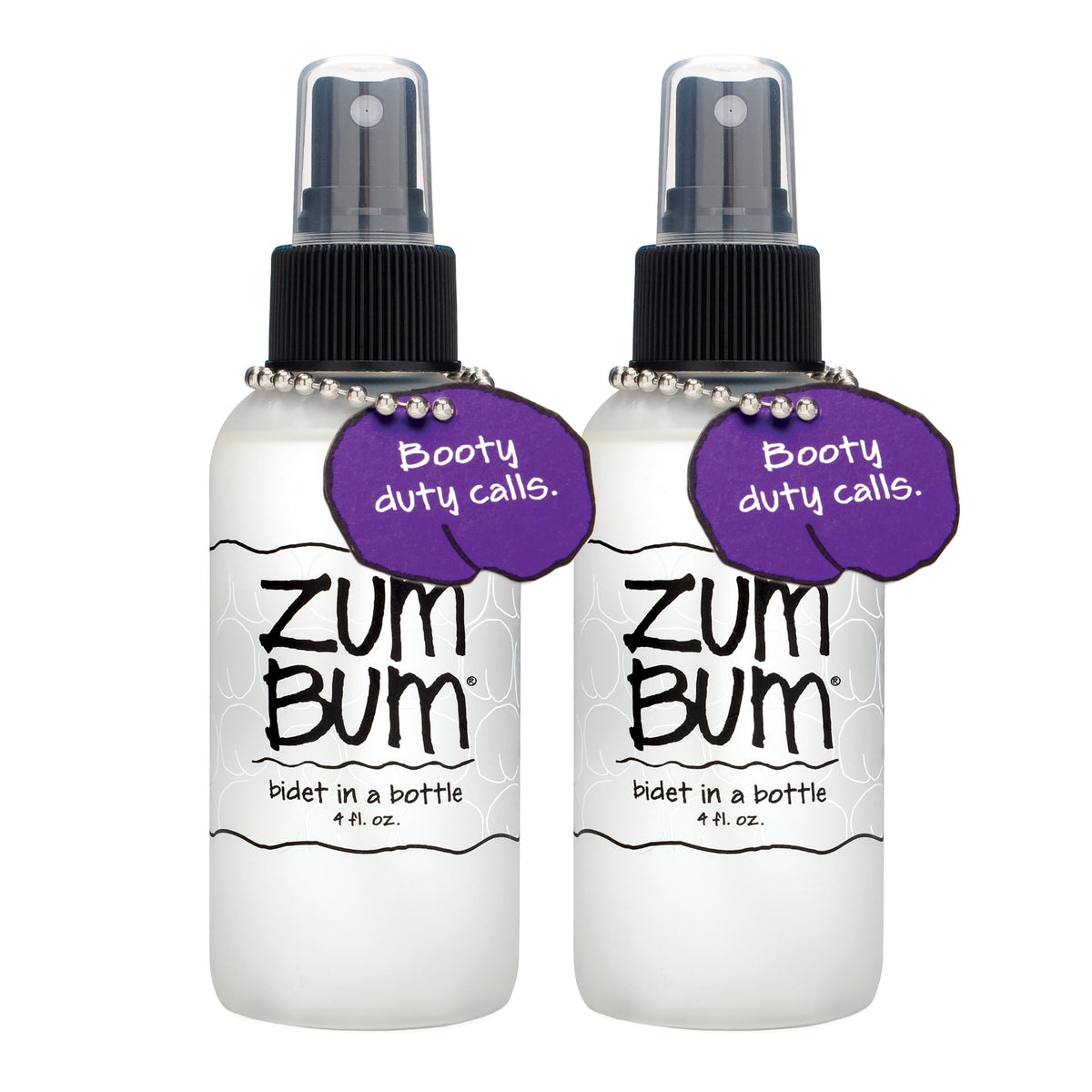 Indigo Wild Zum Bum Bidet bottle front shows portable refreshing spray for on-the-go care.