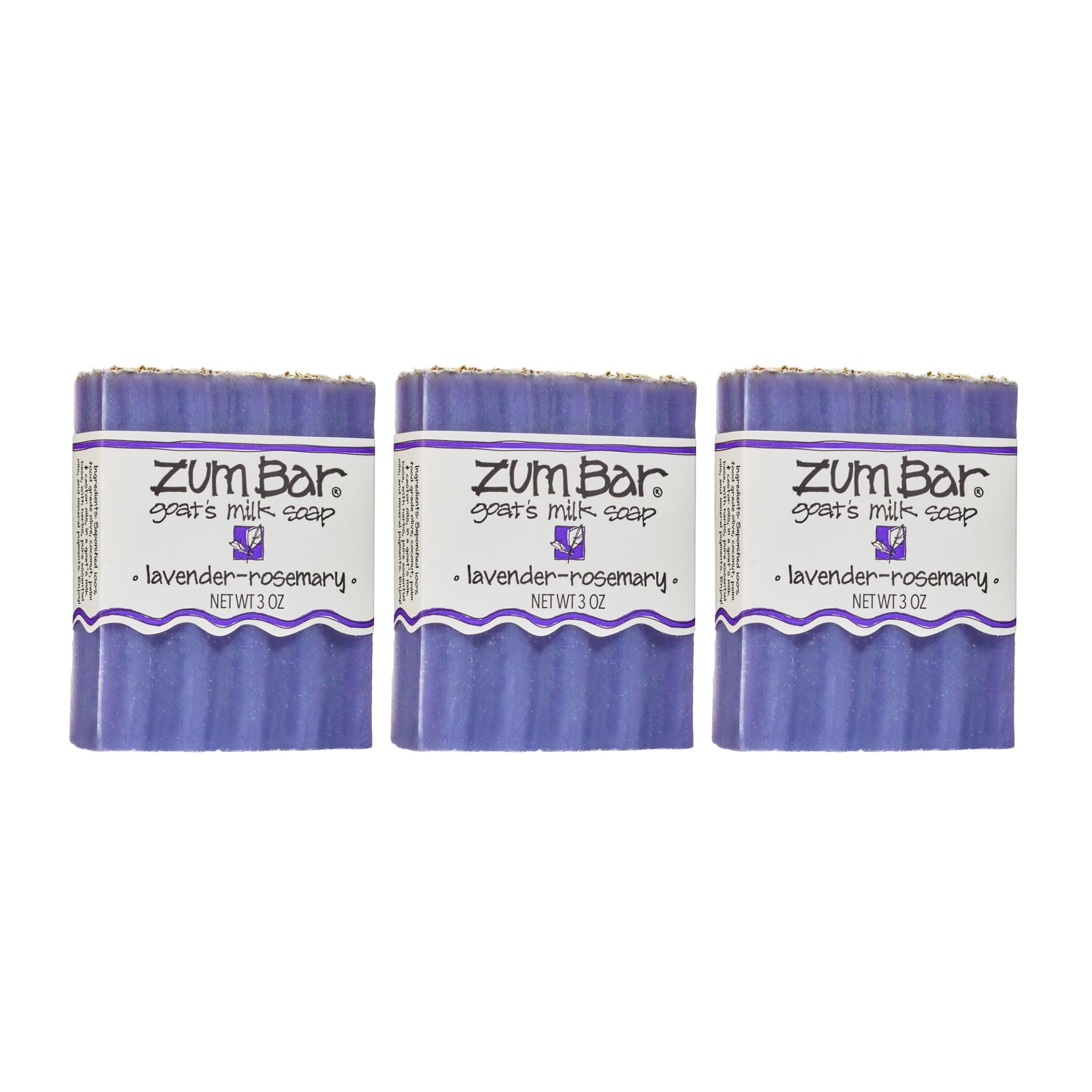 Indigo Wild Zum Goat's Milk Soap Bar packaging with lavender-rosemary scent