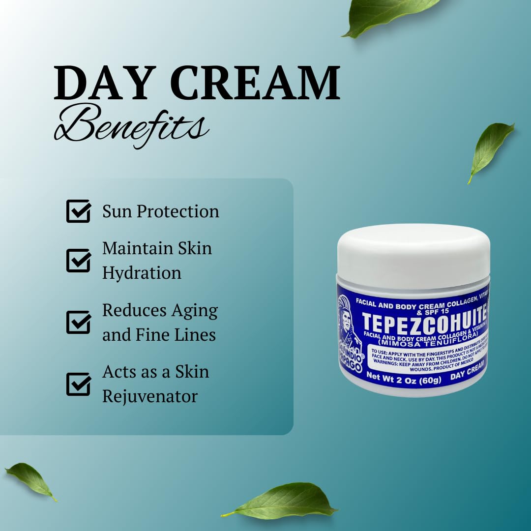 Indio Papago facial day cream Tepezcohuite texture close-up for daily hydration.