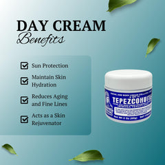 Indio Papago facial day cream Tepezcohuite texture close-up for daily hydration.