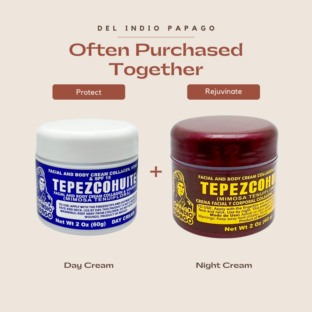 Indio Papago label highlights Tepezcohuite and usage benefits.