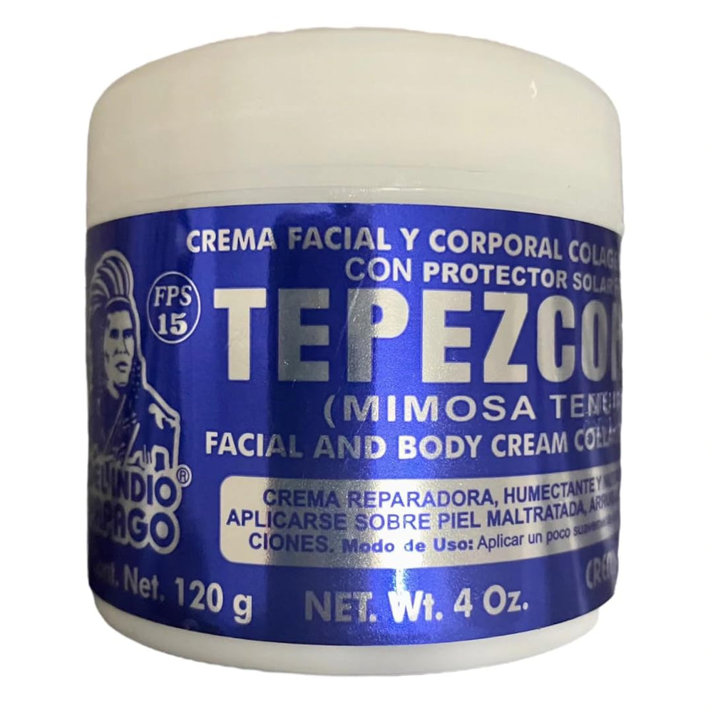 Indio Papago Tepezcohuite cream jar close-up for daily skin nourishment.