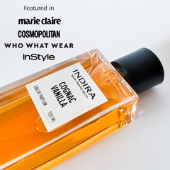 Indira San Francisco glass bottle packaging exudes premium presentation.