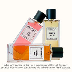 Indira San Francisco top notes blend cognac, rum, and dates for a bold intro.