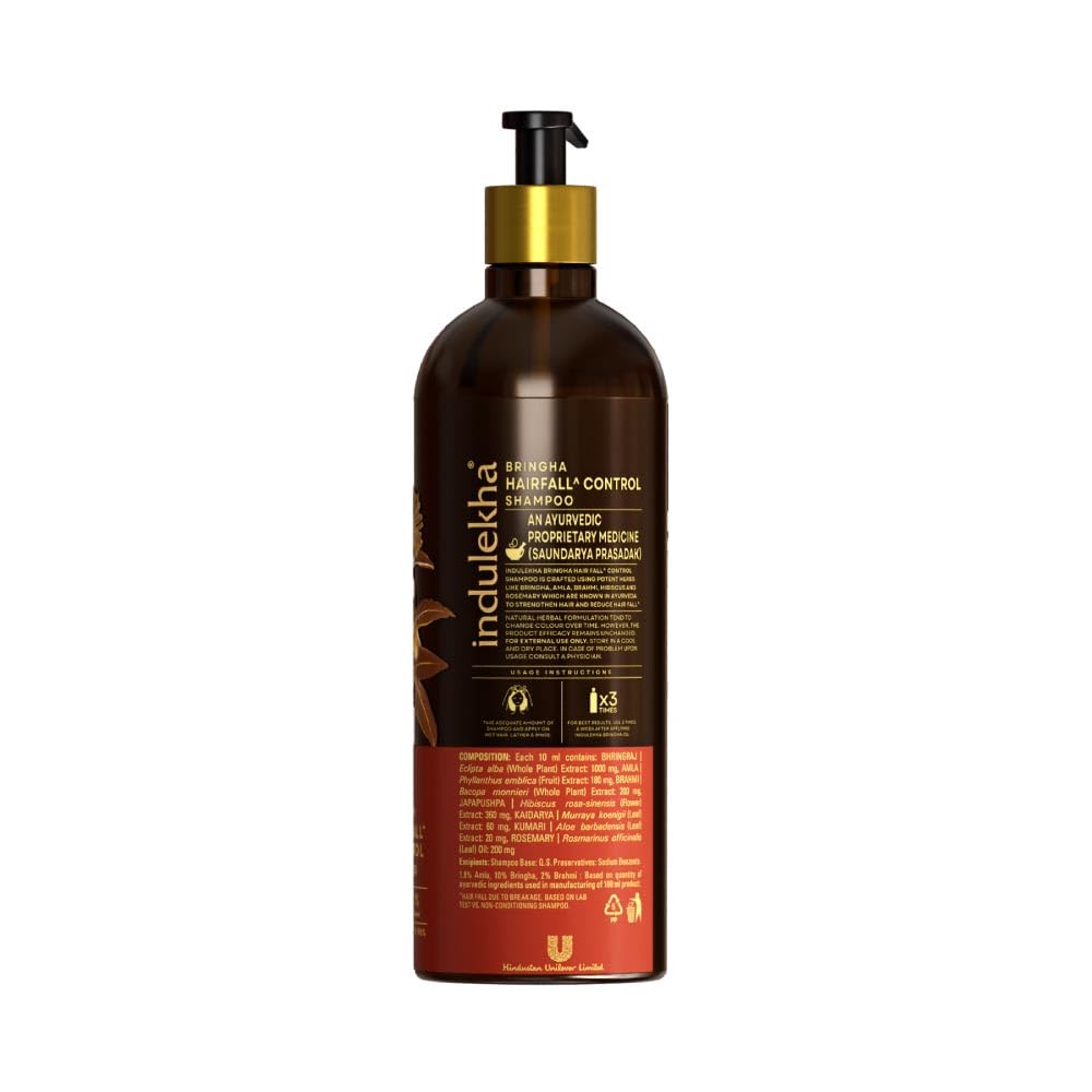 INDULEKHA Bringha shampoo bottle pour for gentle cleansing and scalp care