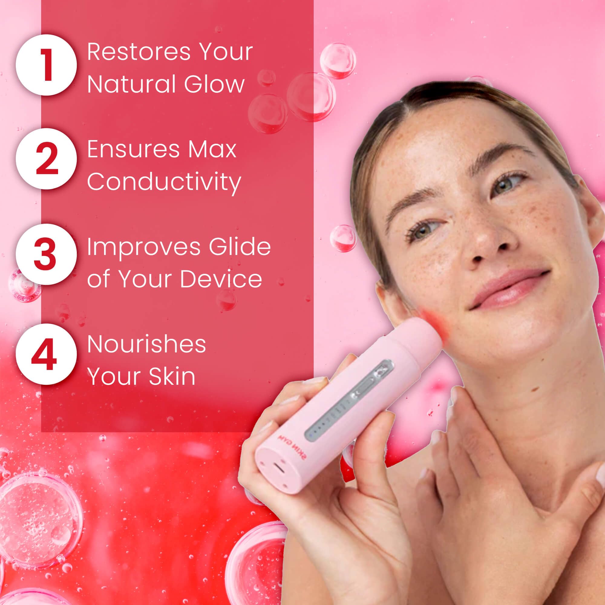 IndulgeMe conductive gel sodium hyaluronate—deep hydration for plump look.