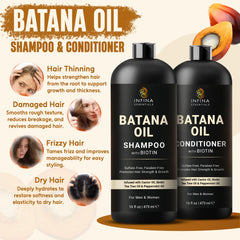 INFINA ESSENTIALS Batana Oil Conditioner bottle features strengthening nourishment.