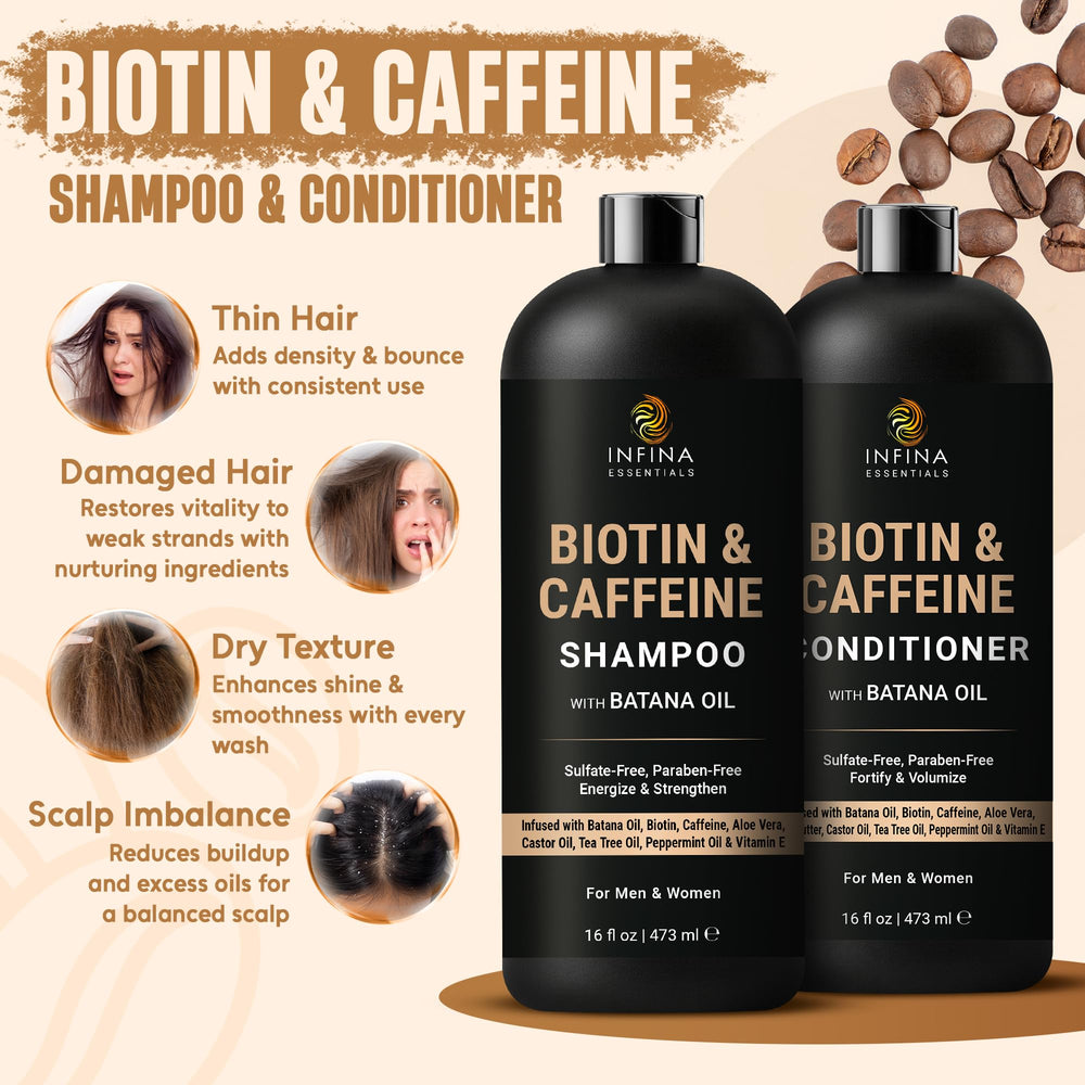Infina Essentials caffeine biotin shampoo lather for daily cleanse