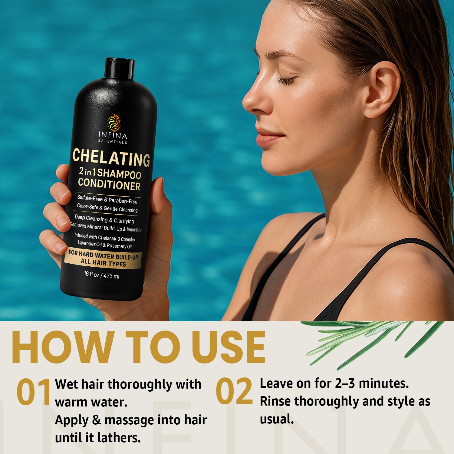 Infina Essentials color safe sulfate free label close up signals mild cleansing