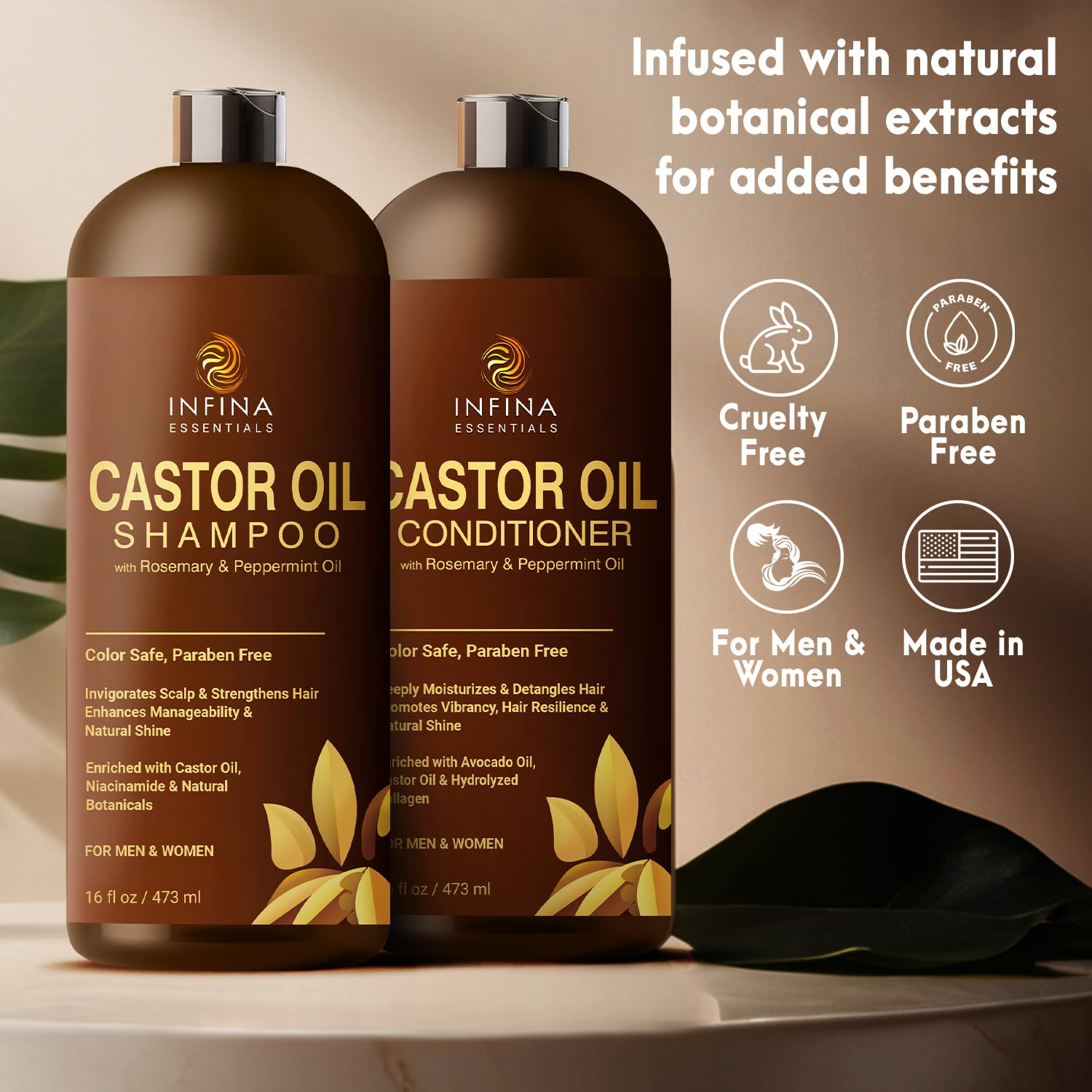 INFINA ESSENTIALS Hair care routine in bathroom setting, easy daily use.