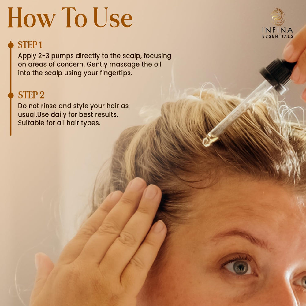 INFINA ESSENTIALS hyaluronic acid hydration splash signals lasting moisture on the scalp